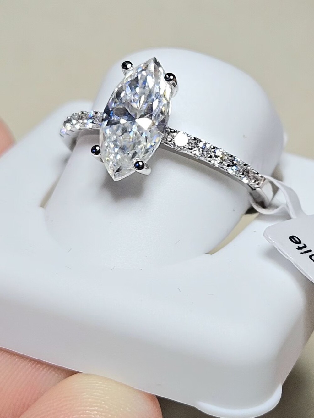 NEW 2.59 CT Marquise Moissanite Pave Ring Sterling Silver Size 8